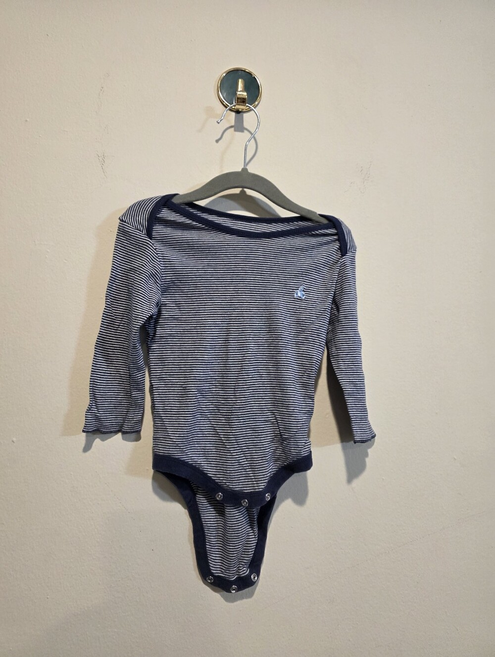 Baby Gap First Favorite Striped Onesie Navy Blue White Long Sleeve Newborn